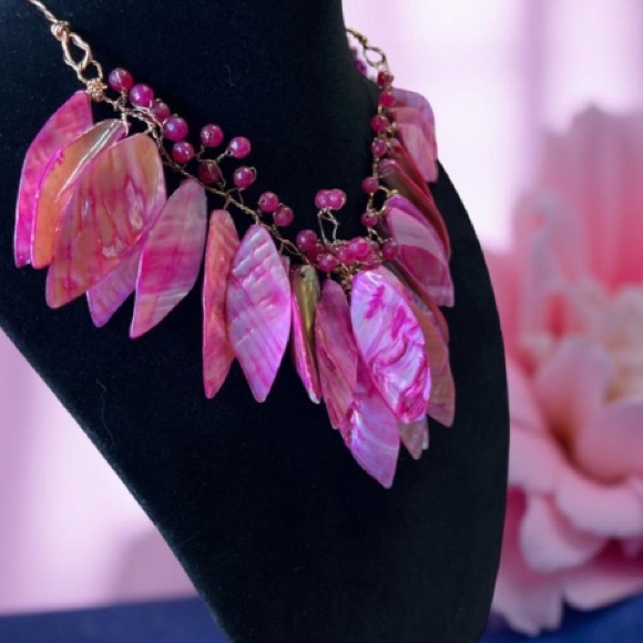 Hand crafted different shades with semi precious beads wire necklace  OOAK NWT - Picture 3 of 12